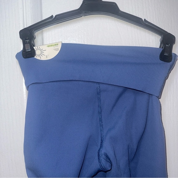 Offline By Arie Foldover‎ Low Rise Flare Pants Size Small Short Color Blue - Picture 7 of 8